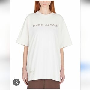 Marc Jacobs O/S Unisex White Grey Embroidered The Big T-Shirt Designer Oversized